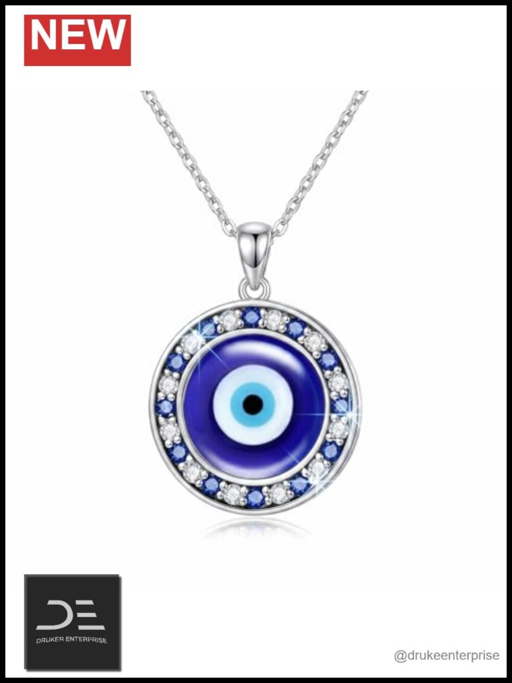 925 Sterling Silver Evil Eye Necklace Cubic Zirconia Pendant Women Dainty